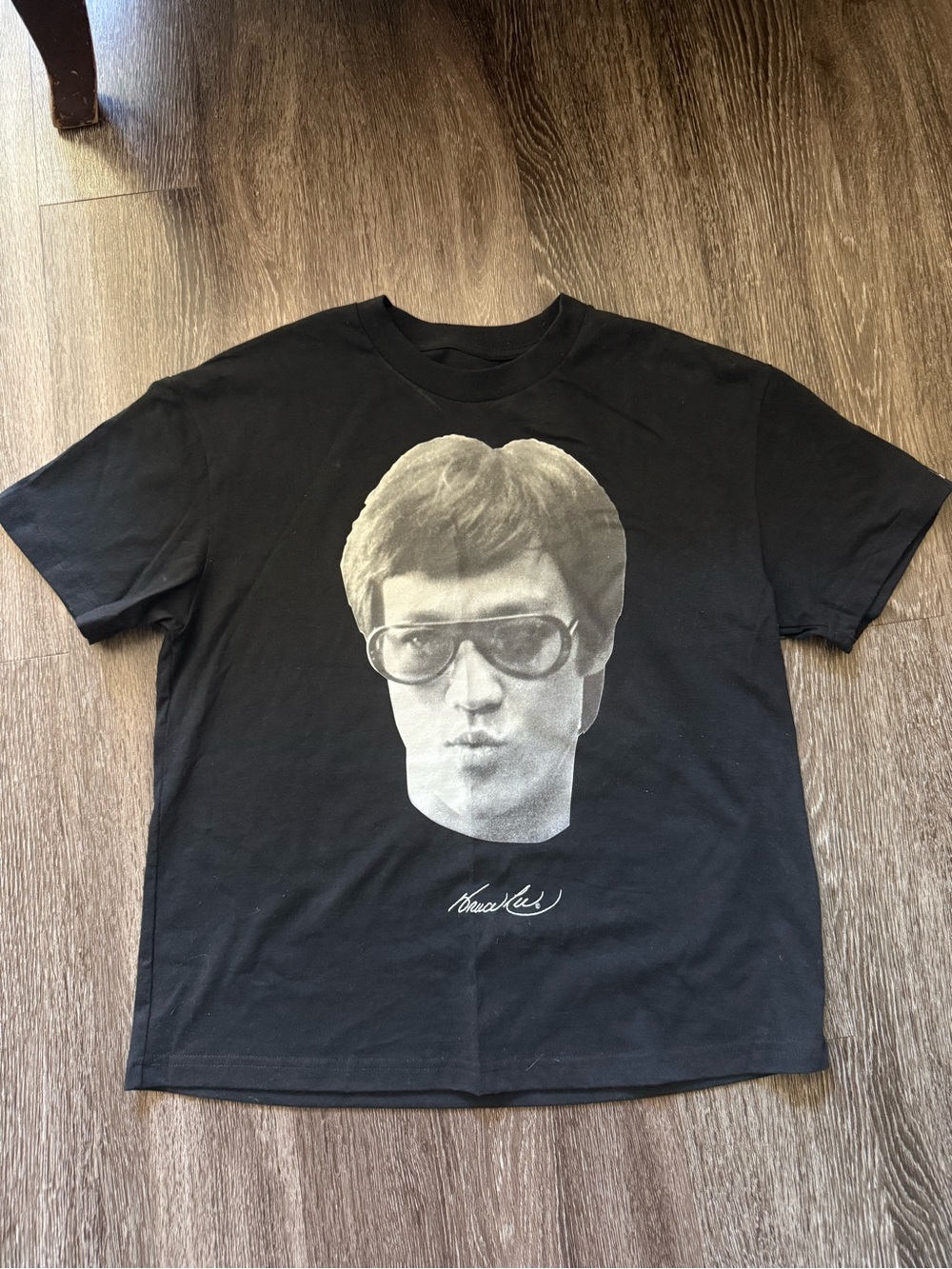 Bruce Lee Black Graphic Tee with Monochrome Face Print